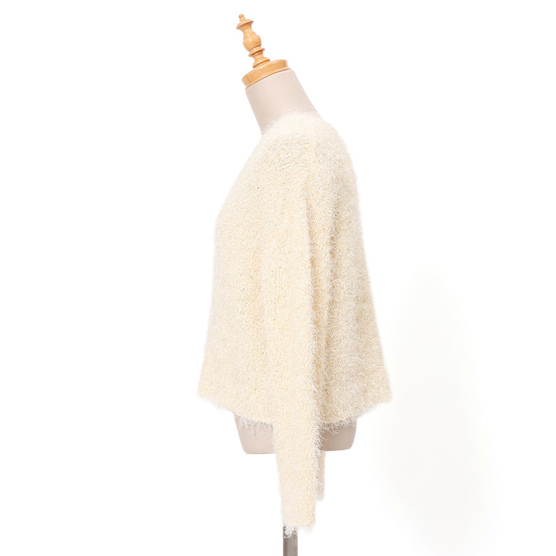 Vネックシャギーニット