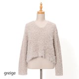 Vネックシャギーニット