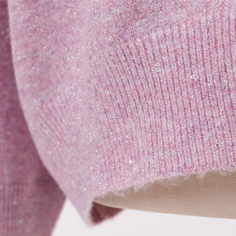 スパンコールラメハイネックニット