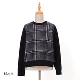 前身チェック切替ニット