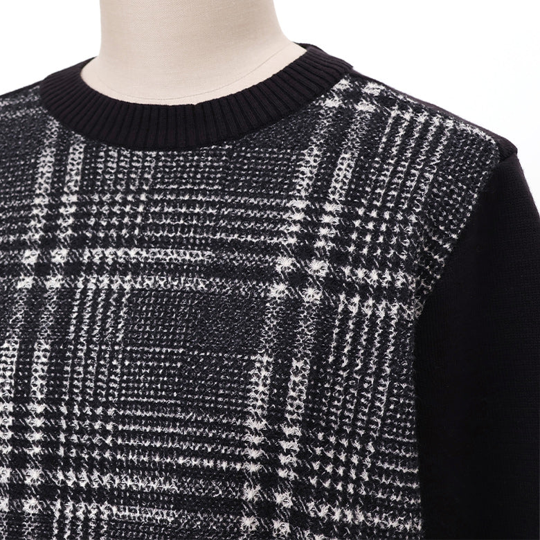 前身チェック切替ニット