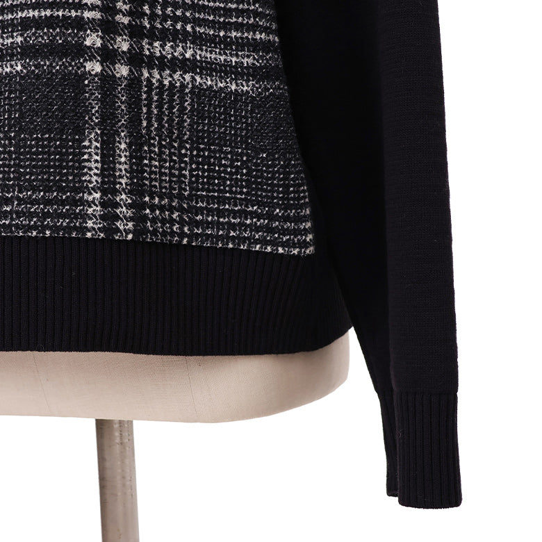 前身チェック切替ニット