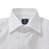 100双ストライプセミワイドクレリックシャツ【Made in Japan】