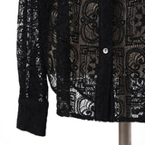 パネルレースバンドカラーシャツ