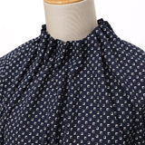 スクエアプリントゴムギャザーネック