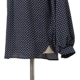 スクエアプリントゴムギャザーネック