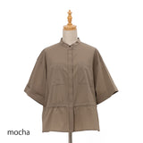 パッチポケット5分袖ドロストシャツ