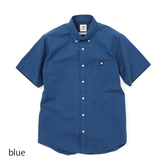 ソリッドシアサッカーボタンダウンシャツ【Made in Japan