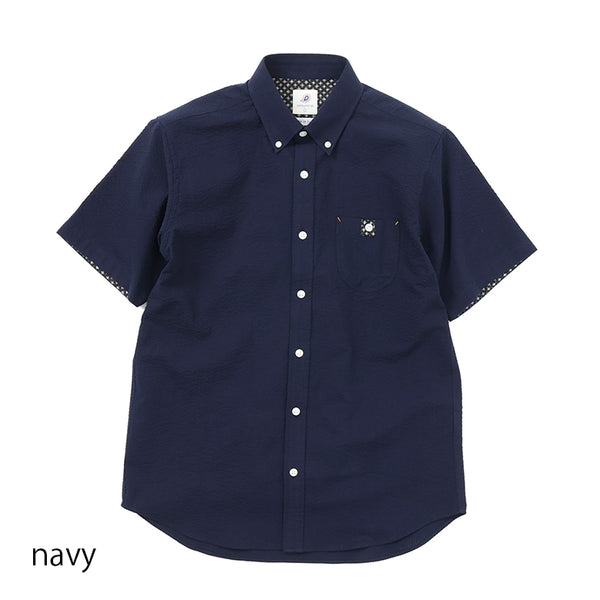 ソリッドシアサッカーボタンダウンシャツ【Made in Japan