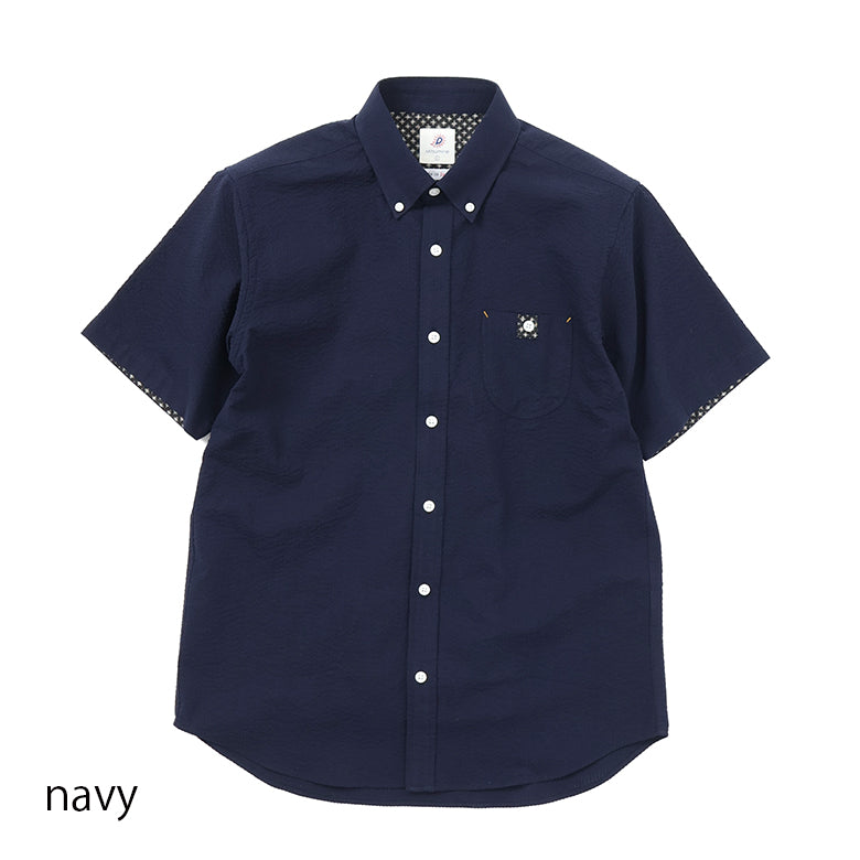 ソリッドシアサッカーボタンダウンシャツ【Made in Japan
