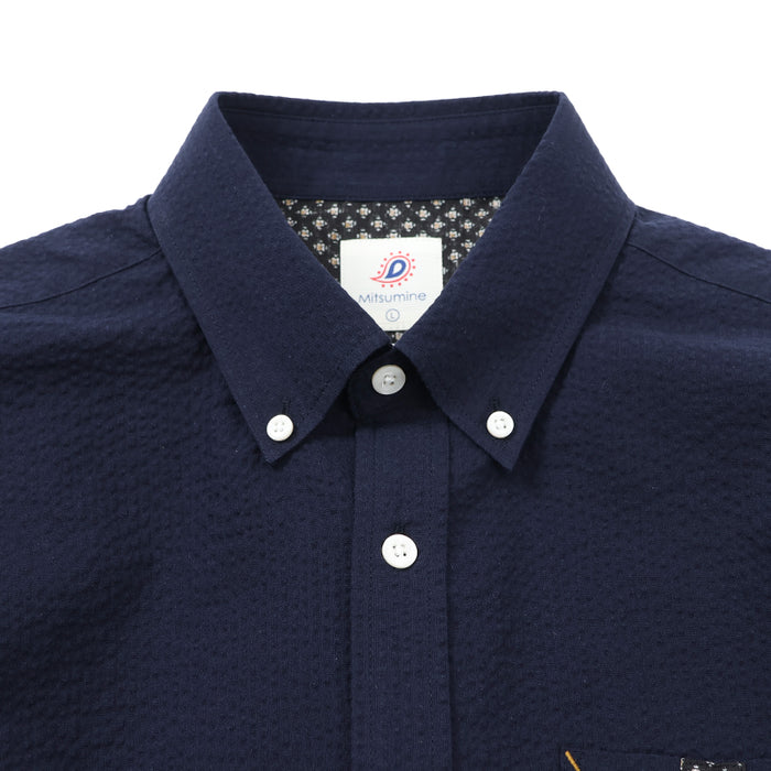 ソリッドシアサッカーボタンダウンシャツ【Made in Japan