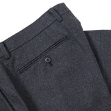 カシミヤ混ストレッチフラノ無地パンツ（ノータック）【Made in Japan】