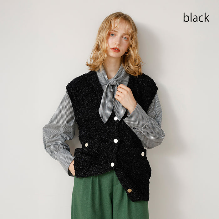リボンヤーン金ボタンベスト – Mitsumine Online Shop