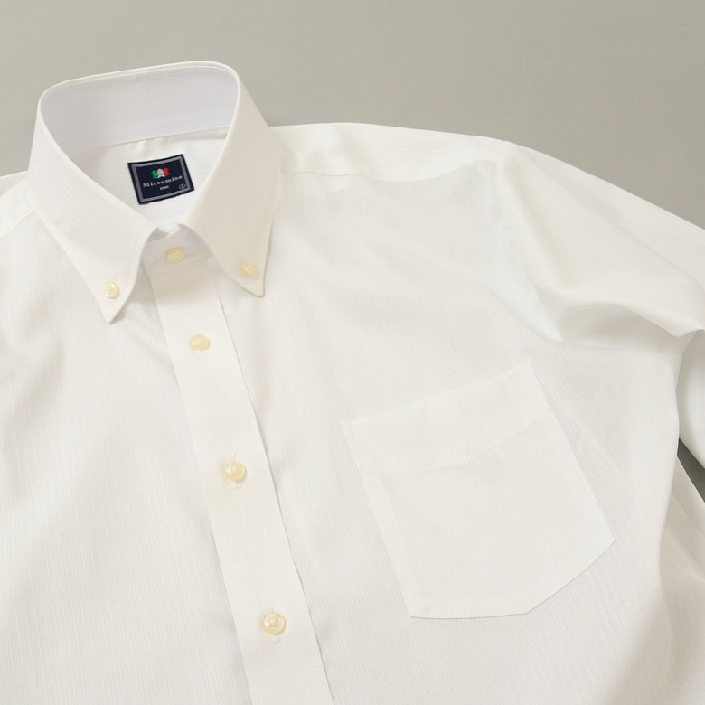 織りストライプボタンダウンクールマックスドレスシャツ【Made in Japan】