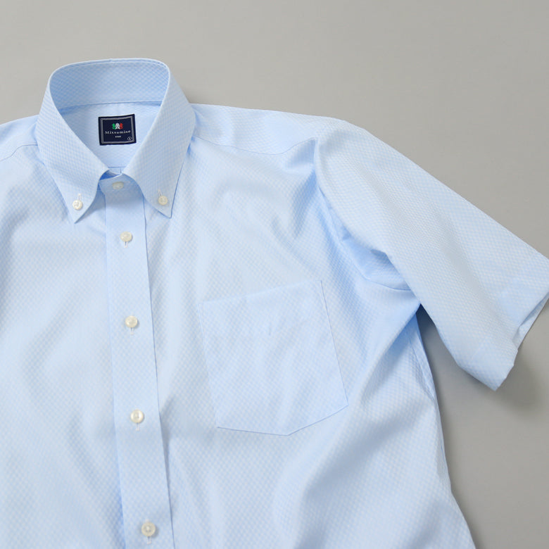 織りチェックボタンダウンクールマックスドレスシャツ【Made in Japan】