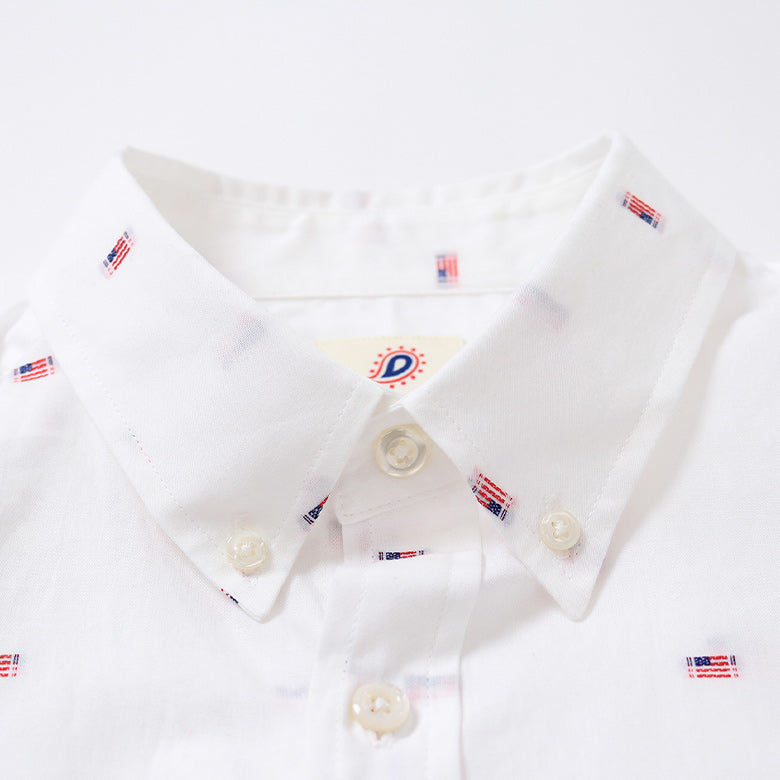 アメリカンフラッグ刺繍ボタンダウンシャツ【Made in Japan】